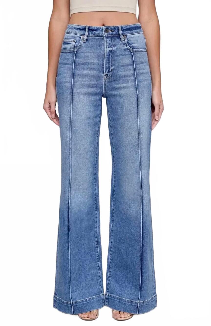 NEW HIDDEN happi pintuck flare jeans in blue